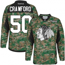 Men's Reebok Chicago Blackhawks #50 Corey Crawford Authentic Camo Veterans Day Practice NHL Jersey