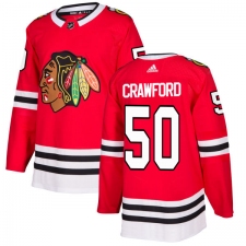 Youth Adidas Chicago Blackhawks #50 Corey Crawford Authentic Red Home NHL Jersey