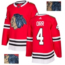 Men's Adidas Chicago Blackhawks #4 Bobby Orr Authentic Red Fashion Gold NHL Jersey
