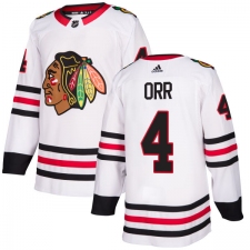 Men's Adidas Chicago Blackhawks #4 Bobby Orr Authentic White Away NHL Jersey
