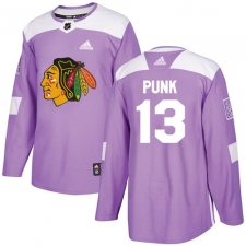 Men's Adidas Chicago Blackhawks #13 CM Punk Authentic Purple Fights Cancer Practice NHL Jersey