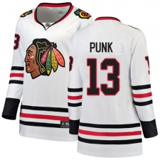 Women's Chicago Blackhawks #13 CM Punk Authentic White Away Fanatics Branded Breakaway NHL Jersey