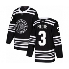 Men's Chicago Blackhawks #3 Pierre Pilote Authentic Black Alternate Hockey Jersey