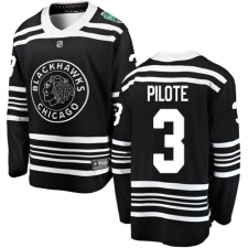 Men's Chicago Blackhawks #3 Pierre Pilote Black 2019 Winter Classic Fanatics Branded Breakaway NHL Jersey