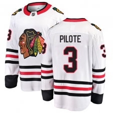 Men's Chicago Blackhawks #3 Pierre Pilote Fanatics Branded White Away Breakaway NHL Jersey