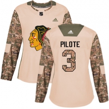 Women's Adidas Chicago Blackhawks #3 Pierre Pilote Authentic Camo Veterans Day Practice NHL Jersey