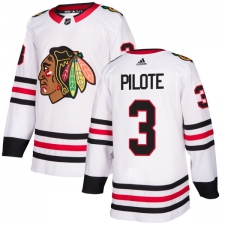 Women's Adidas Chicago Blackhawks #3 Pierre Pilote Authentic White Away NHL Jersey