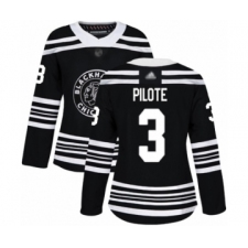 Women's Chicago Blackhawks #3 Pierre Pilote Authentic Black Alternate Hockey Jersey