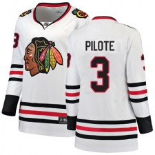 Women's Chicago Blackhawks #3 Pierre Pilote Authentic White Away Fanatics Branded Breakaway NHL Jersey