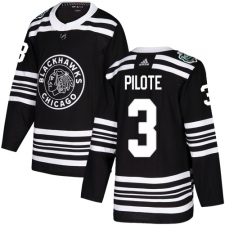 Youth Adidas Chicago Blackhawks #3 Pierre Pilote Authentic Black 2019 Winter Classic NHL Jersey