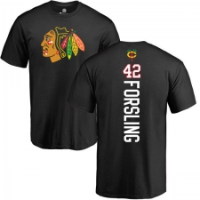 NHL Adidas Chicago Blackhawks #42 Gustav Forsling Black Backer T-Shirt