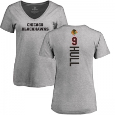 NHL Women's Adidas Chicago Blackhawks #9 Bobby Hull Ash Backer T-Shirt