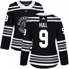 Women's Adidas Chicago Blackhawks #9 Bobby Hull Authentic Black 2019 Winter Classic NHL Jersey