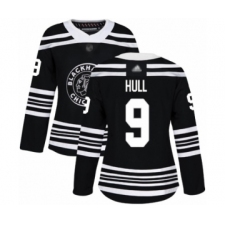 Women's Chicago Blackhawks #9 Bobby Hull Authentic Black Alternate Hockey Jersey