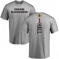 NHL Adidas Chicago Blackhawks #1 Glenn Hall Ash Backer T-Shirt