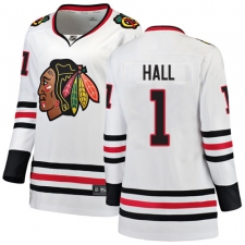 Women's Chicago Blackhawks #1 Glenn Hall Authentic White Away Fanatics Branded Breakaway NHL Jersey