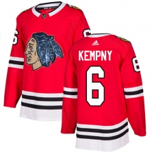 Men's Adidas Chicago Blackhawks #6 Michal Kempny Authentic Red Fashion Gold NHL Jersey
