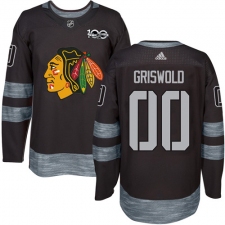 Men's Adidas Chicago Blackhawks #00 Clark Griswold Authentic Black 1917-2017 100th Anniversary NHL Jersey