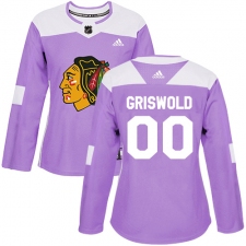 Women's Adidas Chicago Blackhawks #00 Clark Griswold Authentic Purple Fights Cancer Practice NHL Jersey