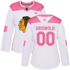 Women's Adidas Chicago Blackhawks #00 Clark Griswold Authentic White/Pink Fashion NHL Jersey