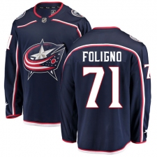 Men's Columbus Blue Jackets #71 Nick Foligno Fanatics Branded Navy Blue Home Breakaway NHL Jersey