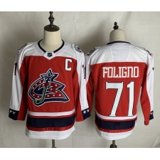 Men's Columbus Blue Jackets #71 Nick Foligno Red Authentic Classic Stitched Jersey