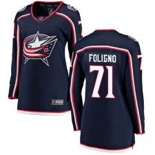 Women's Columbus Blue Jackets #71 Nick Foligno Fanatics Branded Navy Blue Home Breakaway NHL Jersey