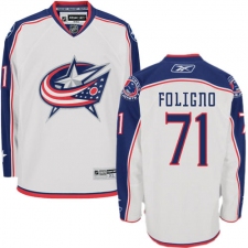 Youth Reebok Columbus Blue Jackets #71 Nick Foligno Authentic White Away NHL Jersey