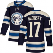 Youth Adidas Columbus Blue Jackets #17 Brandon Dubinsky Authentic Navy Blue Alternate NHL Jersey