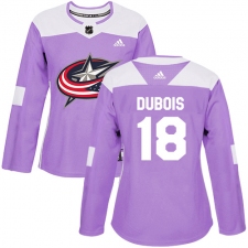 Women's Adidas Columbus Blue Jackets #18 Pierre-Luc Dubois Authentic Purple Fights Cancer Practice NHL Jersey