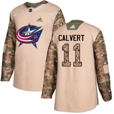 Men's Adidas Columbus Blue Jackets #11 Matt Calvert Authentic Camo Veterans Day Practice NHL Jersey