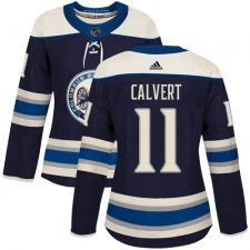 Women's Adidas Columbus Blue Jackets #11 Matt Calvert Authentic Navy Blue Alternate NHL Jersey
