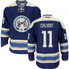 Women's Reebok Columbus Blue Jackets #11 Matt Calvert Authentic Navy Blue Third NHL Jersey