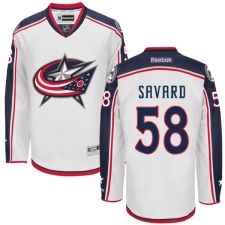 Men's Reebok Columbus Blue Jackets #58 David Savard Authentic White Away NHL Jersey