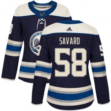 Women's Adidas Columbus Blue Jackets #58 David Savard Authentic Navy Blue Alternate NHL Jersey
