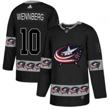 Men's Adidas Columbus Blue Jackets #10 Alexander Wennberg Authentic Black Team Logo Fashion NHL Jersey