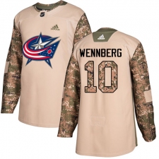 Men's Adidas Columbus Blue Jackets #10 Alexander Wennberg Authentic Camo Veterans Day Practice NHL Jersey