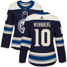 Women's Adidas Columbus Blue Jackets #10 Alexander Wennberg Authentic Navy Blue Alternate NHL Jersey
