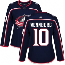 Women's Adidas Columbus Blue Jackets #10 Alexander Wennberg Authentic Navy Blue Home NHL Jersey