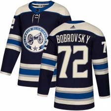 Men's Adidas Columbus Blue Jackets #72 Sergei Bobrovsky Authentic Navy Blue Alternate NHL Jersey