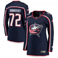 Women's Columbus Blue Jackets #72 Sergei Bobrovsky Fanatics Branded Navy Blue Home Breakaway NHL Jersey