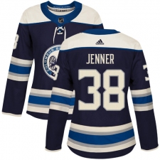 Women's Adidas Columbus Blue Jackets #38 Boone Jenner Authentic Navy Blue Alternate NHL Jersey