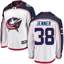 Youth Columbus Blue Jackets #38 Boone Jenner Fanatics Branded White Away Breakaway NHL Jersey