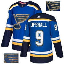 Men's Adidas St. Louis Blues #9 Scottie Upshall Authentic Royal Blue Fashion Gold NHL Jersey