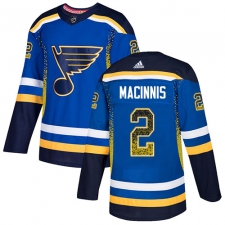 Men's Adidas St. Louis Blues #2 Al Macinnis Authentic Blue Drift Fashion NHL Jersey