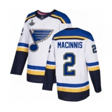 Men's St. Louis Blues #2 Al Macinnis Authentic White Away 2019 Stanley Cup Champions Hockey Jersey