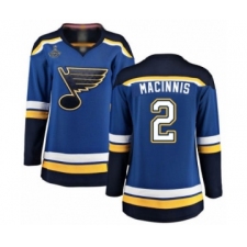 Women's St. Louis Blues #2 Al Macinnis Fanatics Branded Royal Blue Home Breakaway 2019 Stanley Cup Champions Hockey Jersey