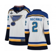 Women's St. Louis Blues #2 Al Macinnis Fanatics Branded White Away Breakaway 2019 Stanley Cup Champions Hockey Jersey