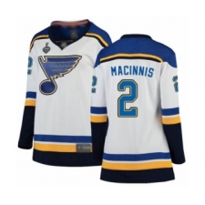 Women's St. Louis Blues #2 Al Macinnis Fanatics Branded White Away Breakaway 2019 Stanley Cup Final Bound Hockey Jersey