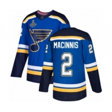 Youth St. Louis Blues #2 Al Macinnis Authentic Royal Blue Home 2019 Stanley Cup Champions Hockey Jersey